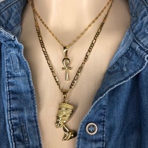 Nefertiti ankh necklace , 2 piece set